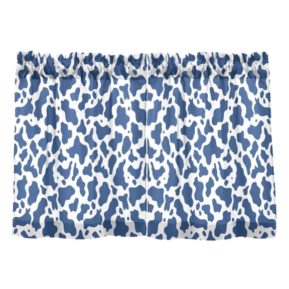 Linen Kitchen Curtains Blue and White Vector Pattern Tier Curtains Tier Kitchen Living Room Bedroom Balcony 2 Panels 27x24 Inch