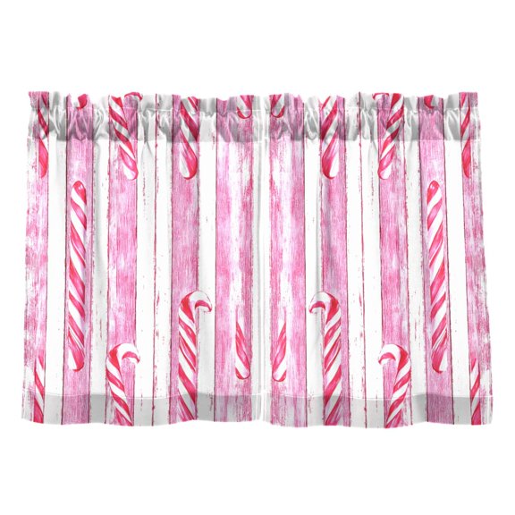 Linen Kitchen Curtains Candy Canes Pattern Tier Curtains Tier Kitchen Living Room Bedroom Balcony 2 Panels 27x24 Inch