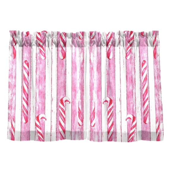 Linen Kitchen Curtains Candy Canes Pattern Tier Curtains Tier Kitchen Living Room Bedroom Balcony 2 Panels 27x36 Inch