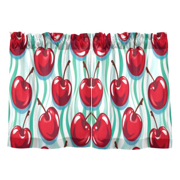 Linen Kitchen Curtains Cherry Waves Tier Curtains Tier Kitchen Living Room Bedroom Balcony 2 Panels 27x36 Inch