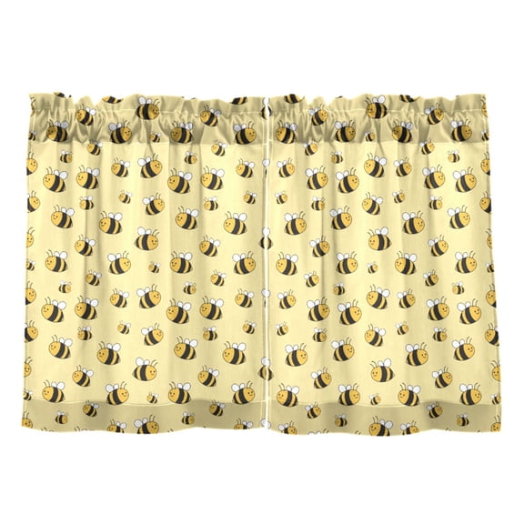 Linen Kitchen Curtains Cute Bee Pattern Tier Curtains Tier Kitchen Living Room Bedroom Balcony 2 Panels 27x24 Inch