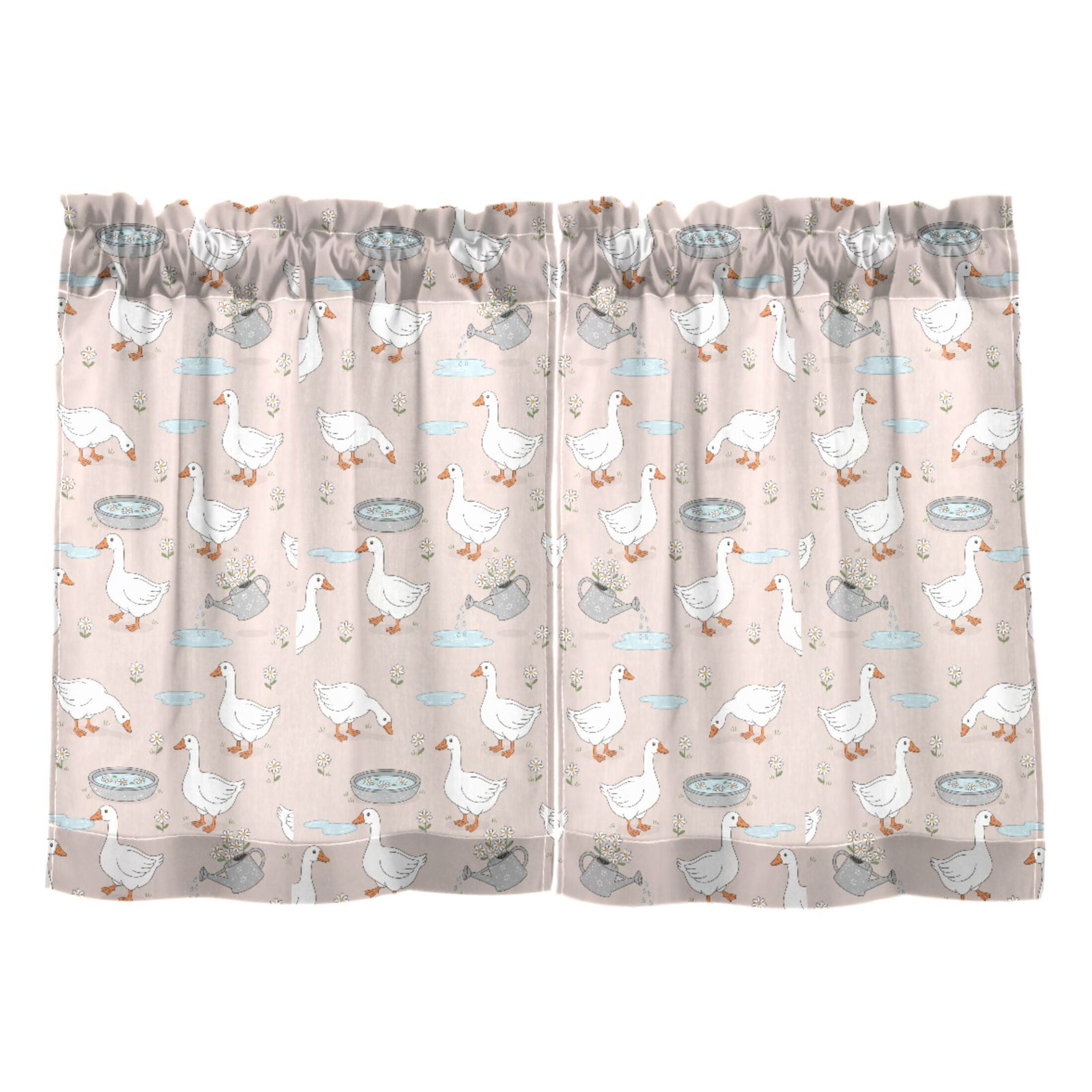 Linen Kitchen Curtains Cute Goose Flowers Tier Curtains Tier Kitchen Living Room Bedroom Balcony 2 Panels 27x36 Inch