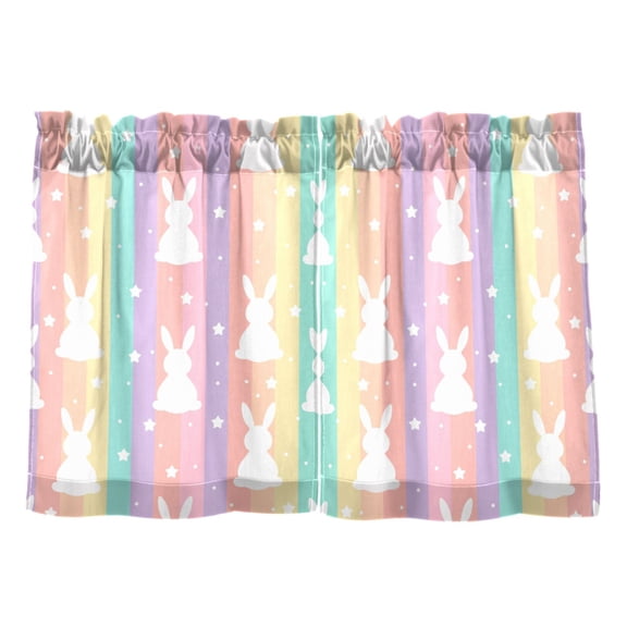 Linen Kitchen Curtains Fantasy Rabbit Pattern Tier Curtains Tier Kitchen Living Room Bedroom Balcony 2 Panels 27x24 Inch