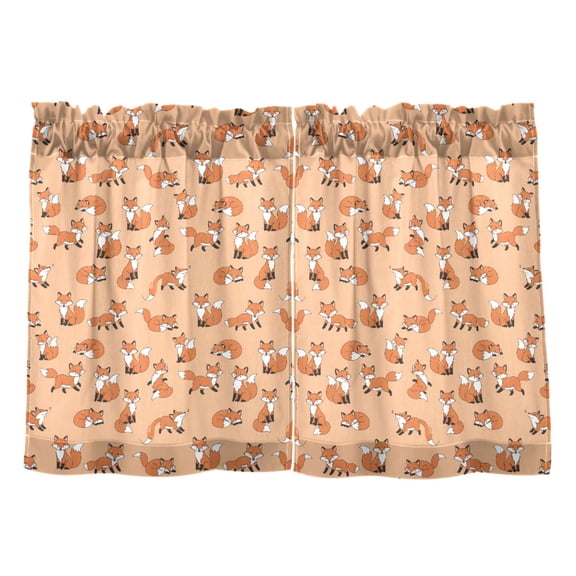 Linen Kitchen Curtains Forest Fox Animal Tier Curtains Tier Kitchen Living Room Bedroom Balcony 2 Panels 27x24 Inch