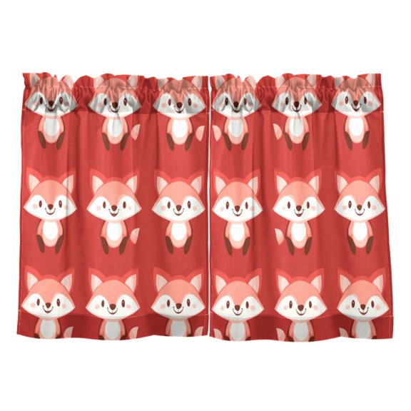 Linen Kitchen Curtains Foxes Pattern Tier Curtains Tier Kitchen Living Room Bedroom Balcony 2 Panels 27x24 Inch