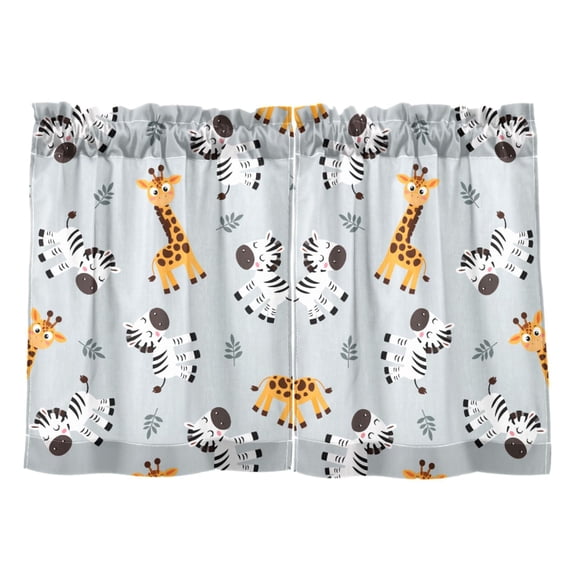 Linen Kitchen Curtains Giraffe Zebra Leave Pattern Tier Curtains Tier Kitchen Living Room Bedroom Balcony 2 Panels 27x24 Inch