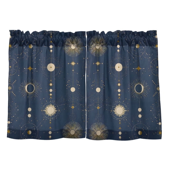 Linen Kitchen Curtains Golden Celestial Map Tier Curtains Tier Kitchen Living Room Bedroom Balcony 2 Panels 27x24 Inch
