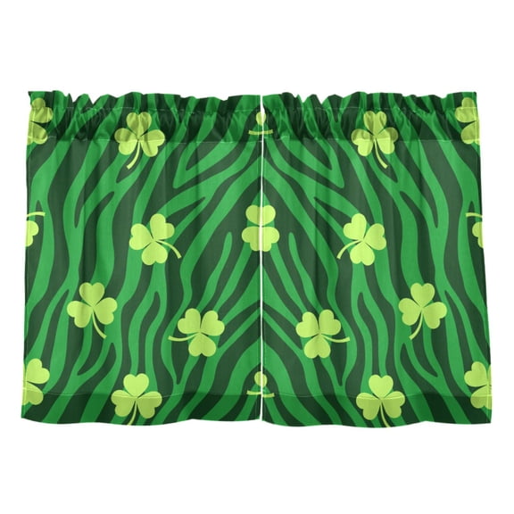 Linen Kitchen Curtains Green Zebra Print Clover Tier Curtains Tier Kitchen Living Room Bedroom Balcony 2 Panels 27x24 Inch