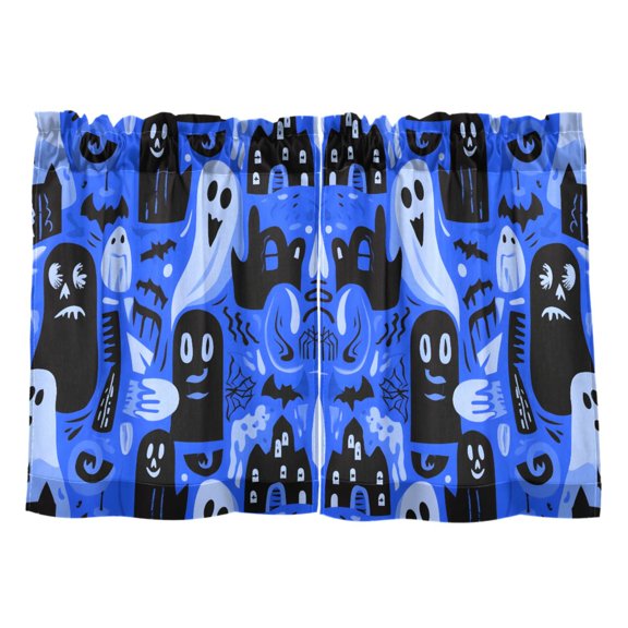Linen Kitchen Curtains Halloween Blue Element Tier Curtains Tier Kitchen Living Room Bedroom Balcony 2 Panels 27x24 Inch