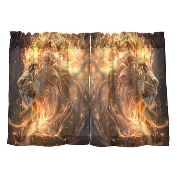 Linen Kitchen Curtains Lion Flame Dream Tier Curtains Tier Kitchen Living Room Bedroom Balcony 2 Panels 27x24 Inch