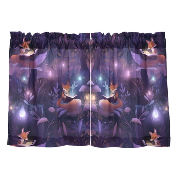Linen Kitchen Curtains Magical Reading Foxes Tier Curtains Tier Kitchen Living Room Bedroom Balcony 2 Panels 27x24 Inch