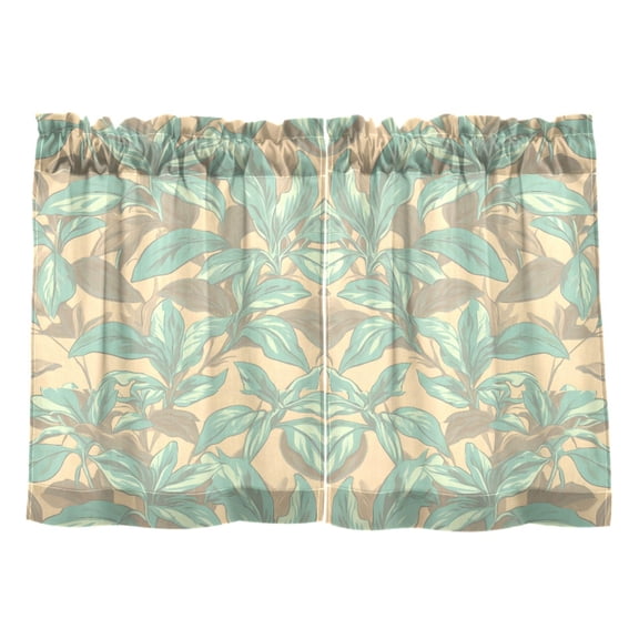 Linen Kitchen Curtains Mint Green Floral Design Tier Curtains Tier Kitchen Living Room Bedroom Balcony 2 Panels 27x24 Inch