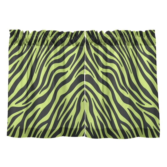 Linen Kitchen Curtains Neon Green Zebra Print Tier Curtains Tier Kitchen Living Room Bedroom Balcony 2 Panels 27x24 Inch
