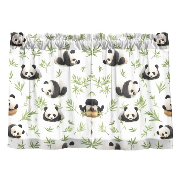 Linen Kitchen Curtains Panda Pattern Tier Curtains Tier Kitchen Living Room Bedroom Balcony 2 Panels 27x24 Inch