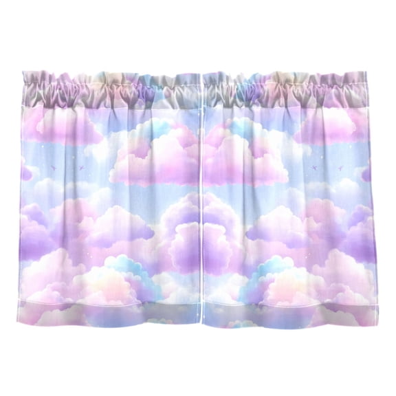 Linen Kitchen Curtains Pastel Colored Clouds Tier Curtains Tier Kitchen Living Room Bedroom Balcony 2 Panels 27x24 Inch
