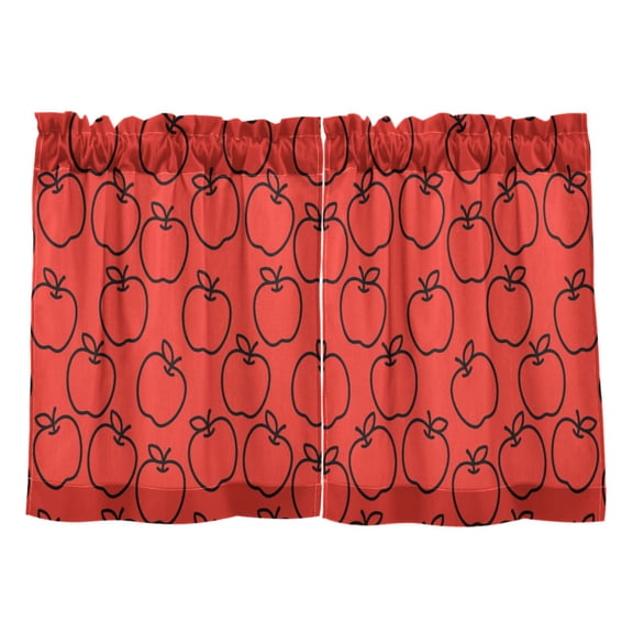 Linen Kitchen Curtains Red Apple Pattern Tier Curtains Tier Kitchen Living Room Bedroom Balcony 2 Panels 27x24 Inch