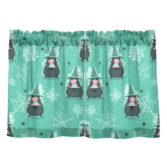 Linen Kitchen Curtains Witch Cauldron Pattern Tier Curtains Tier Kitchen Living Room Bedroom Balcony 2 Panels 27x36 Inch