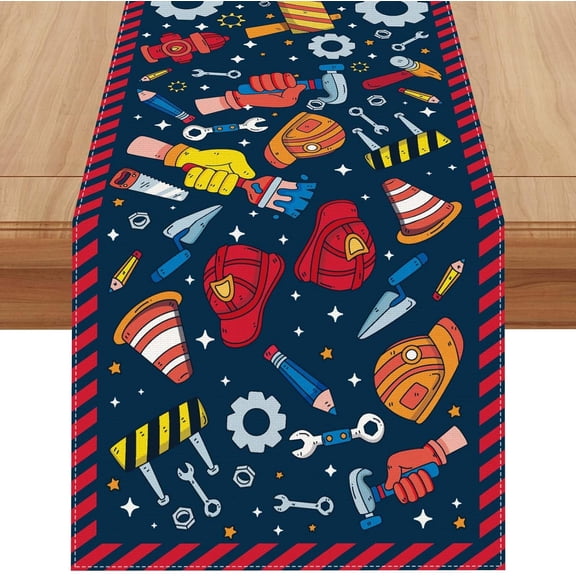 Linen Labor Day Table Runner 71 Inches Long Labor Day Tablecloth American Labor Day Party Decorations and Supplies for Home Party