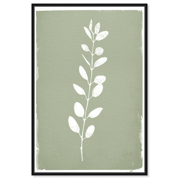 Linen Leaf Screen II Minimalistic Botanical Art Prints Canvas Wall Art by Art Remedy, Black Floater Frame, 10"x15"
