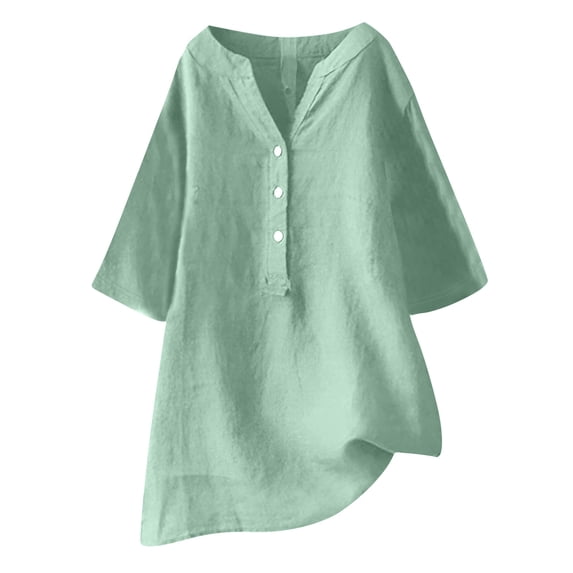 Linen Long Sleeve Shirt Women Blouses & Button-Down Shirts Short Sleeve Work Out Shirts Gym Loose Cotton Womens Workout Tops Multipack