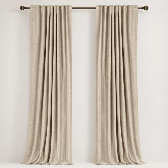 Linen Look Blackout Curtains Burl | Oatmeal, 50"W x 84"L (Pack of 2) for Bedroom Living Room