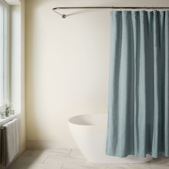 Linen-Look Polyester Shower Curtain in Essential Colors