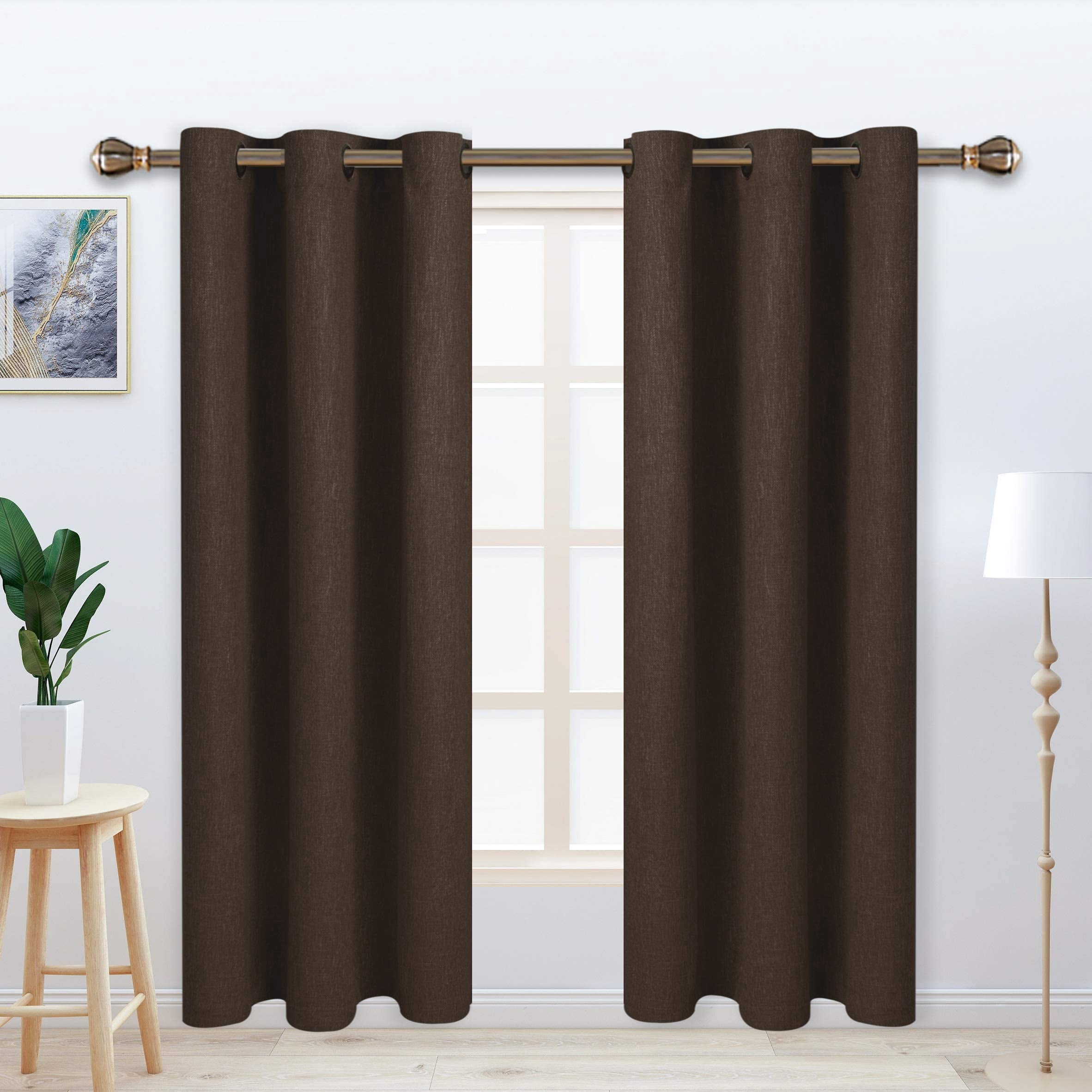 Linen Look Textured Blackout Curtains with Thermal Insulated Liner ...