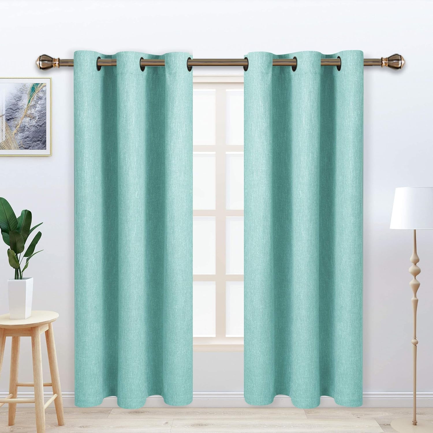 Linen Look Textured Blackout Curtains with Thermal Insulated Liner ...