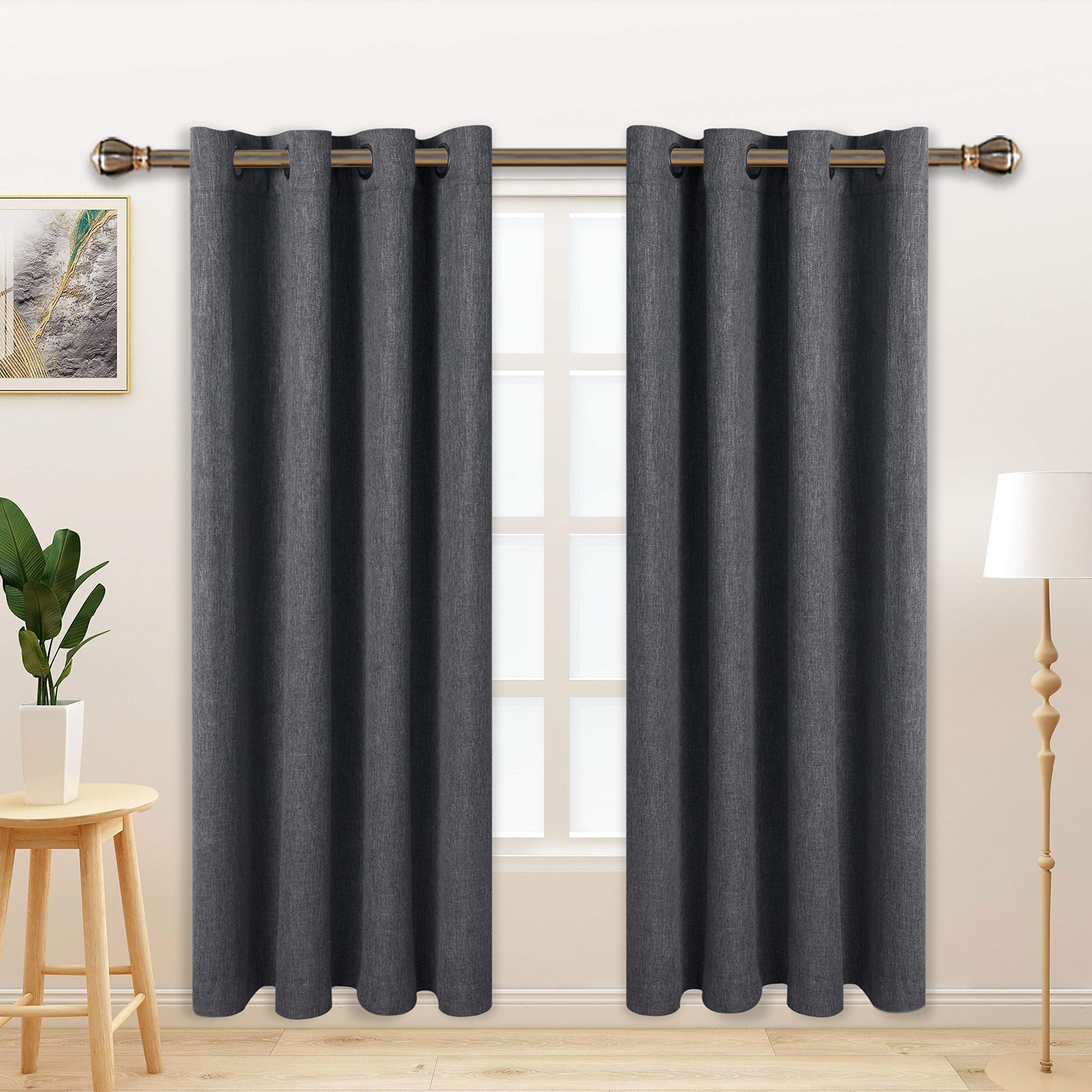 Linen Look Textured Blackout Curtains with Thermal Insulated Liner ...