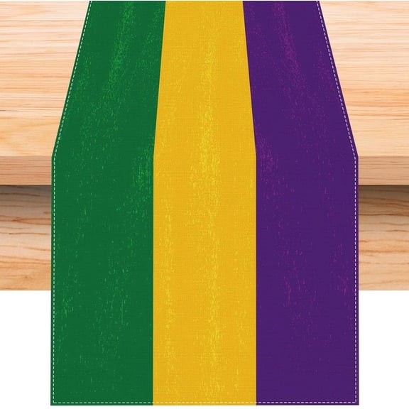 Linen Mardi Gras Table Runner 72 Inches Long Mardi Gras Table Decor New Orleans Mardi Gras Brazil Carnival Decoration and Supplies for Home Kitchen