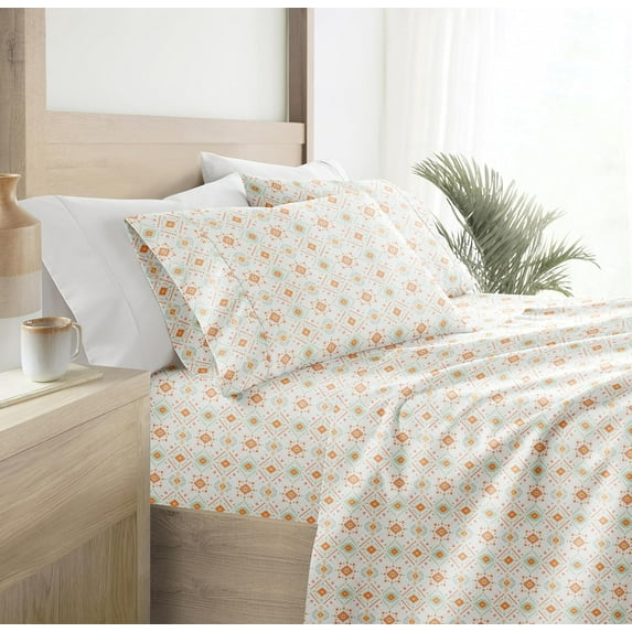 Linen Market 4 Piece Queen Sheet Set - Breathable, Double-Brushed Patterned Cooling Sheets – Oeko-TEX Certified Ultra Soft & Wrinkle-Free 16" Deep-Pocket Queen Sheets - Easy Care Blossoms Light Blue