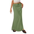 thumbnail image 1 of Linen Maxi Skirts Elastic Waist Drawstring Long Flowy Skirts Wrap Dresse Cute Boho Vacation Beach Clothes, 1 of 8