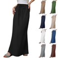 thumbnail image 1 of Linen Maxi Skirts For Women Trendy Summer Comfy Drawstring Waist A Line Skirts Cute Vacation Boho Long Flowy Skirts Skirted Toilet Lace up Skirt Mens Skirt Can Can Skirt Slit Skirt High Waist plus, 1 of 8