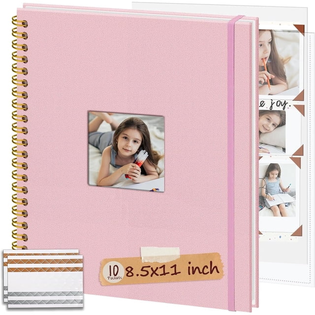Linen Memory Book 8.5x11 in, Window Cover 10 Sleeves | DIY scrapbook ...