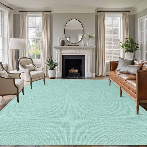 Linen Mint Green 6'x9' Area Rug for Living Room, Modern Minimalist Pure Solid Color Non-Slip Floor Mat Rugs for Bedroom Dining Room, Indoor Large Carpet for Classroom, Nursery Rugs for Playroom