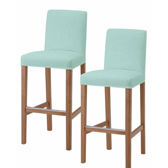 Linen Mint Green Bar Stool Covers Set of 2, Modern Minimalist Pure Solid Color Stretch Washable Bar Chair Covers with Backs, Removable Pub Counter Height Chair Cover for Kitchen Dining Room Cafe