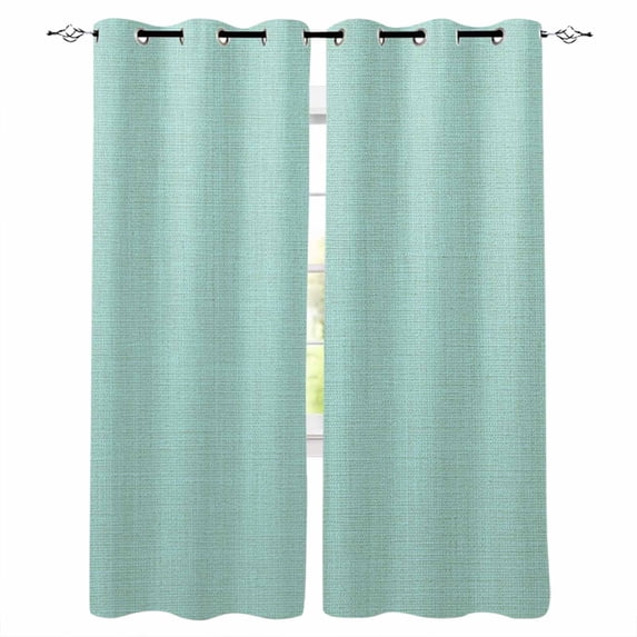 Linen Mint Green Blackout Curtains for Bedroom, Thermal Insulated Drapes, Modern Minimalist Pure Solid Color Black Out Curtains 63 Inch Long Room Darkening Kitchen Curtains 42"x63" 2 Panels