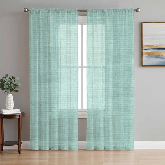 Linen Mint Green Sheer Curtains 108 Inch Length 2 Panels Set Window Treatments, Modern Minimalist Pure Solid Color Rod Pocket Semi Curtains for Living Room/Bedroom/Kitchen Décor, 104"W x 108"L