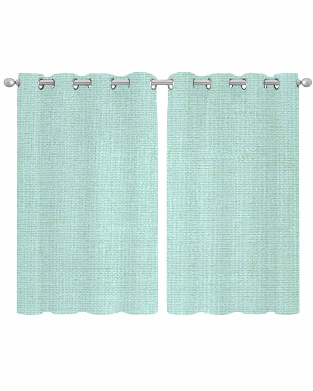 Linen Mint Green Sheer Curtains 54 Inch Length 2 Panels Set for Living Room/Bedroom, Modern Minimalist Pure Solid Color Kitchen Curtains Grommet Semi-Sheer Curtains Drapes Window Treatments 42"x54"x2