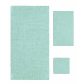 Linen Mint Green Towel Set of 3, Soft Microfiber Bath Towels, Hand Towel, Washcloths, Modern Minimalist Pure Solid Color Quick-Dry Absorbent Towels for Bathroom Kitchen Hotel Beach Gym Spa