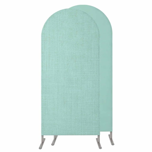 Linen Mint Green Wedding Arch Cover,Stretchy Spandex Arch Backdrop Stand Covers 6.6 FT,Modern Minimalist Pure Solid Color Round Top Arched Backdrop Cover for Birthday Party Ceremony Baby Shower Event
