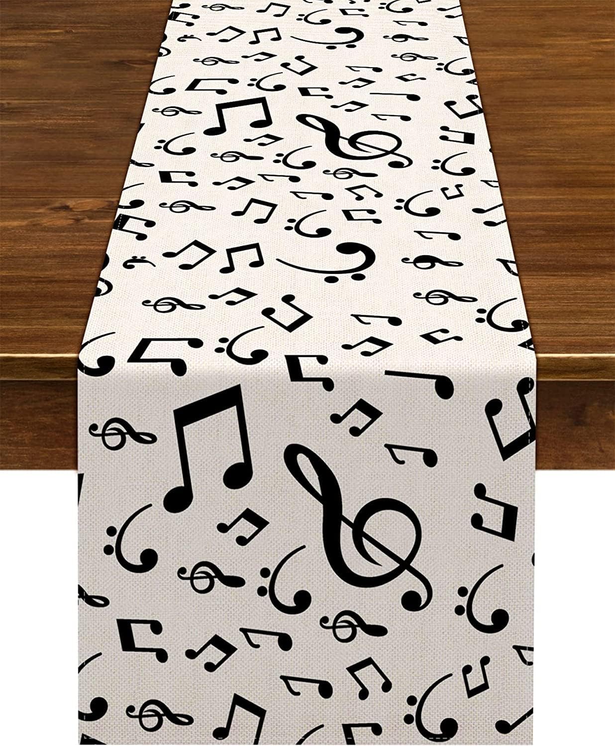 Dining Notes Linen Musical Notes Table Runner Music Event Birthday Party Wedding ...