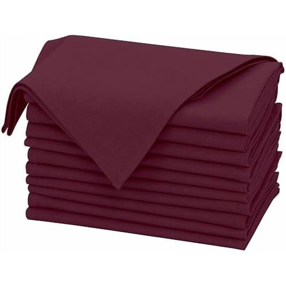 Linen Napkins Set of 12, 18x18 Cloth Napkins, Cotton Linen Blend Napkins Cloth Washable, Soft, Reusable Dinner Napkins for Wedding, Parties, Christmas, Thanksgiving, Everyday Use - Burgundy