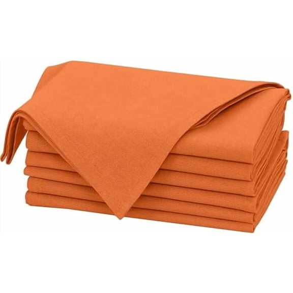 Linen Napkins Set of 6, 18x18 Cloth Napkins, Cotton Linen Blend Napkins Cloth Washable, Soft, Reusable Dinner Napkins for Wedding, Parties, Christmas, Thanksgiving, Everyday Use - Orange