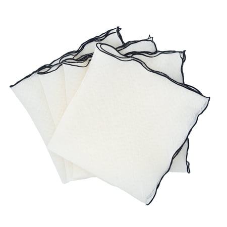 Linen Napkins With Black Ruffled Edges, Set of 4
