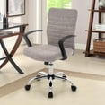 thumbnail image 1 of Linen Office Chair with Arms, Upholstered Mid-Back Desk Chair with Adjustable Height and Back Angle, 360° Swivel with Wheels for Home Office or Study (Light Grey), 1 of 11