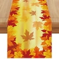thumbnail image 1 of Linen Orange Watercolor Maple Leaf Fall Table Runner 108 Inches Long Farmhouse Fall Autumn Thanksgiving Home Kitchen Dining Room Table Decoration, 1 of 6