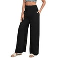 thumbnail image 1 of Linen Palazzo Pants for Women Lounge Outfit Comfy Trousers Lightweight Drawstring Pants Business Work Pants Yoga Workout Sweatpants Elastic Waist Trousers with Pockets Gauze Pants Baggy Xl, 1 of 4