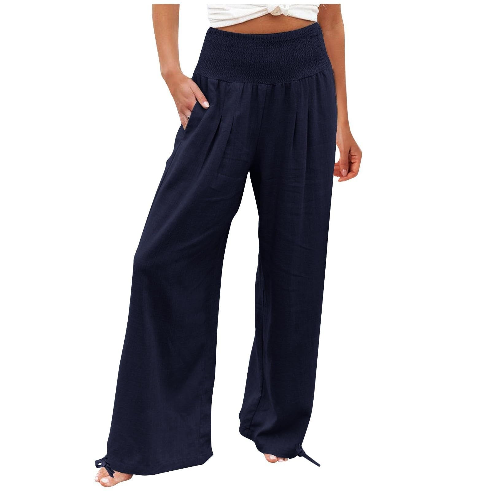 Women's Plus Size High Waisted Palazzo Linen Blend Pants main image 0