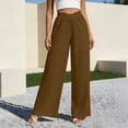 thumbnail image 1 of Linen Palazzo Pants for Women High Waisted V-Cross Trousers Loose Fit Wide Leg Slacks Soft Flowy Long Trousers Business Casual Wear, 1 of 6